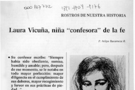 Laura Vicuña, niña "confesora" de la fe  [artículo] Felipe Bacarreza R.