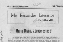 María Urzúa, dónde estás? María Urzúa, dónde estás?