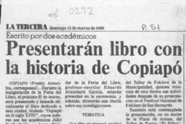Presentarán libro con la historia de Copiapó Presentarán libro con la historia de Copiapó