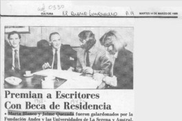 Premian a escritores con beca de residencia  [artículo].