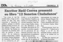 Escritor Raúl Correa presentó su libro "12 sonetos ciudadanos" Escritor Raúl Correa presentó su libro "12 sonetos ciudadanos"