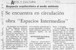Se encuentra en circulación obra "Espacios intermedios" Se encuentra en circulación obra "Espacios intermedios"