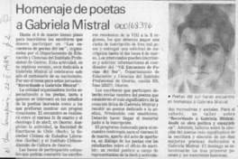 Homenaje de poetas a Gabriela Mistral  [artículo].