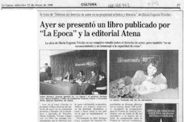 Ayer se presentó un libro publicado por "La Epoca" y la editorial Atena  [artículo].