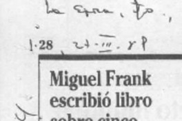 Miguel Frank escribió libro sobre cinco actrices  [artículo].