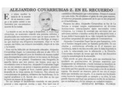 Alejandro Covarrubias Z. en el recuerdo  [artículo] Gustavo Rivera Flores.