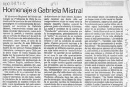 Homenaje a Gabriela Mistral  [artículo] Héctor Edo. Espinoza Viveros.