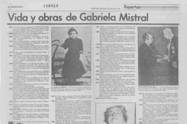 Vida y obras de Gabriela Mistral Vida y obras de Gabriela Mistral