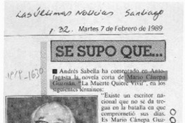 Se supo que --  [artículo].