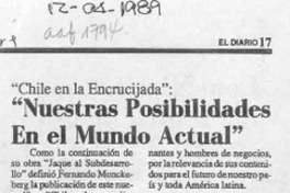"Nuestras posibilidades en el mundo actual"  [artículo].