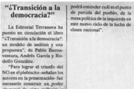 "Transición a la democracia?" "Transición a la democracia?"