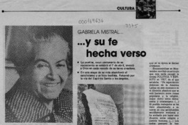 - - Y su fe hecha verso  [artículo].