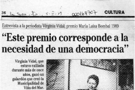 "Este premio corresponde a la necesidad de una democracia"  [artículo] Maura Brescia.