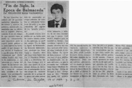 "Fin de siglo, la época de Balmaceda"  [artículo] Wellington Rojas Valdebenito.