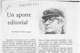 Un aporte editorial  [artículo] Marino Muñoz Lagos.