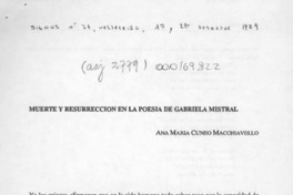 Muerte y resurrección en la poesía de Gabriela Mistral  [artículo] Ana María Cuneo Macchiavello.