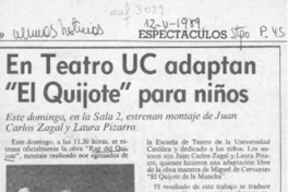 En teatro UC adaptan "El Quijote" para niños En teatro UC adaptan "El Quijote" para niños