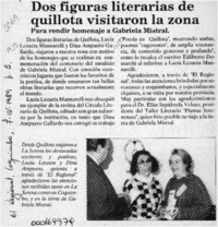 Dos figuras literarias de Quillota visitaron la zona  [artículo].