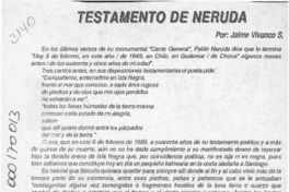 Testamento de Neruda  [artículo] Jaime Vivanco S.