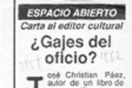 Gajes del oficio?  [artículo] Gonzalo Contreras.