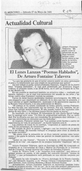 El Lunes lanzan "Poemas hablados", de Arturo Fontaine Talavera