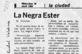 La Negra Ester  [artículo] Pelusa de van de Maele.