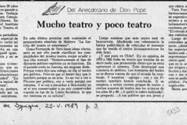 Mucho teatro y poco teatro  [artículo] José Salinas.