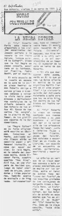 La Negra Ester  [artículo] Lot.