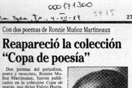 Reapareció la colección "Copa de poesía"  [artículo].