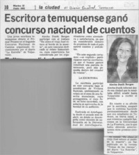 Escritora temuquense ganó concurso nacional de cuentos  [artículo].