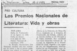 Los Premios Nacionales de Literatura, vida y obras Los Premios Nacionales de Literatura, vida y obras