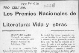 Los Premios Nacionales de Literatura, vida y obras  [artículo].