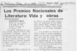 Los Premios Nacionales de Literatura, vida y obras  [artículo].