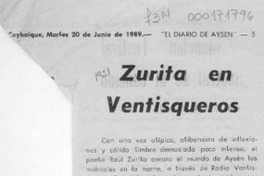 Zurita en Ventisqueros  [artículo] Oscar Aleuy R.