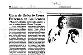 Obra de Roberto Cossa estrenan en Los Leones  [artículo].