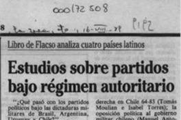 Estudios sobre Partidos bajo régimen autoritario  [artículo].