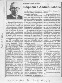 Réquiem a Andrés Sabella  [artículo] Gerardo Claps Gallo.