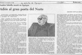 Adiós al gran poeta del Norte Adiós al gran poeta del Norte