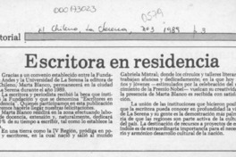 Escritora en residencia Escritora en residencia