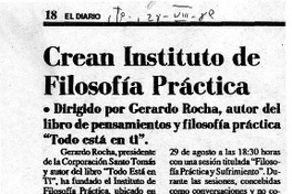 Crean Instituto de Filosofía Práctica  [artículo].