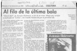 Al filo de la última bola  [artículo] Rodolfo Gambetti.