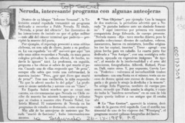 Neruda, interesante programa con algunas anteojeras  [artículo].