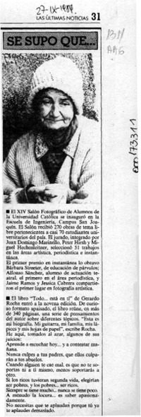 Se supo que --  [artículo].