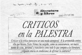 Críticos en la palestra  [artículo] Manuel Espinoza O.