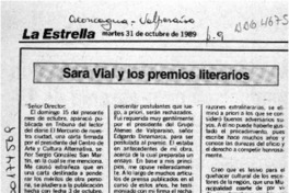 Sara Vial y los premios literarios  [artículo] Sara Vial.