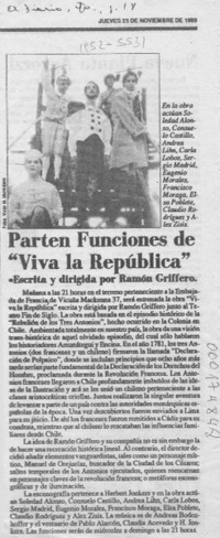 Parten funciones de "Viva la República" Parten funciones de "Viva la República"