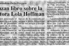 Lanzan libro sobre la doctora Lola Hoffman  [artículo].