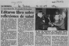 Editaron libro sobre reflexiones de salud  [artículo].