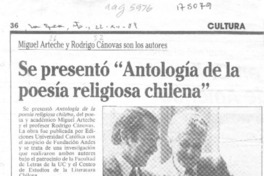 Se presentó "Antología de la poesía religiosa chilena" Se presentó "Antología de la poesía religiosa chilena"