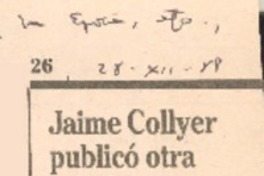 Jaime Collyer publicó otra novela en España Jaime Collyer publicó otra novela en España